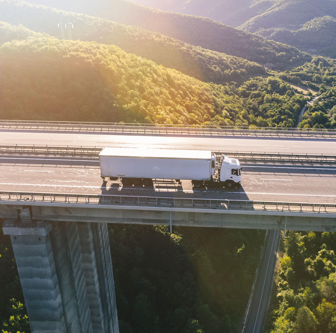 Truck on a bridge
